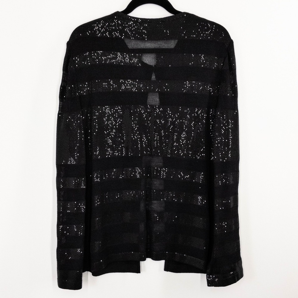 St John Black Sequin Open Front Knit Cardigan Sweater Jacket Women's 14 USA - Picture 2 of 10